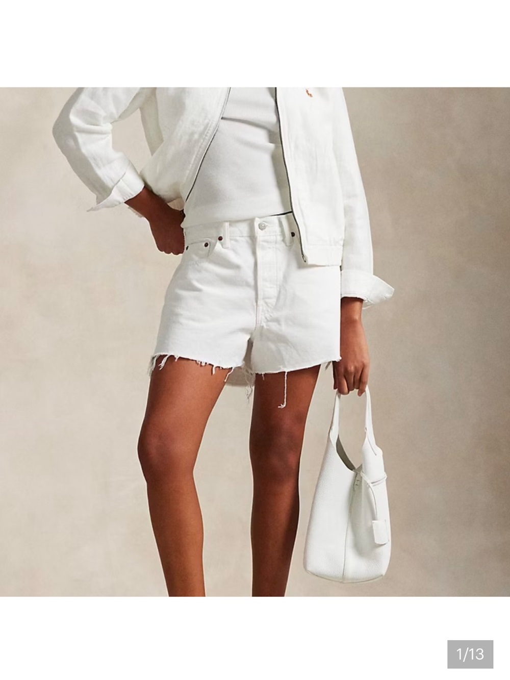 Ralph Lauren White Raw-Hem Denim Shorts